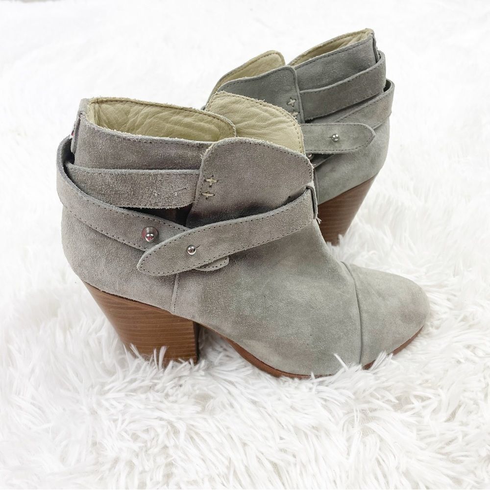 Rag & Bone Harrow Gray Suede Block Heel Booties